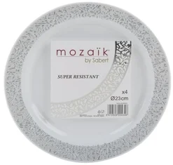 4 Pack Silver Plates 23cm